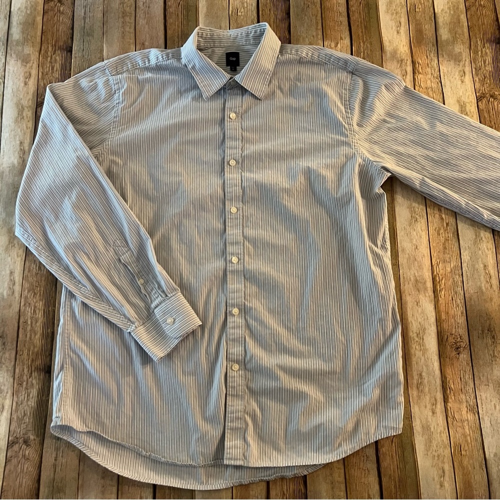GAP mens long sleeve striped button down shirt | size Extra large